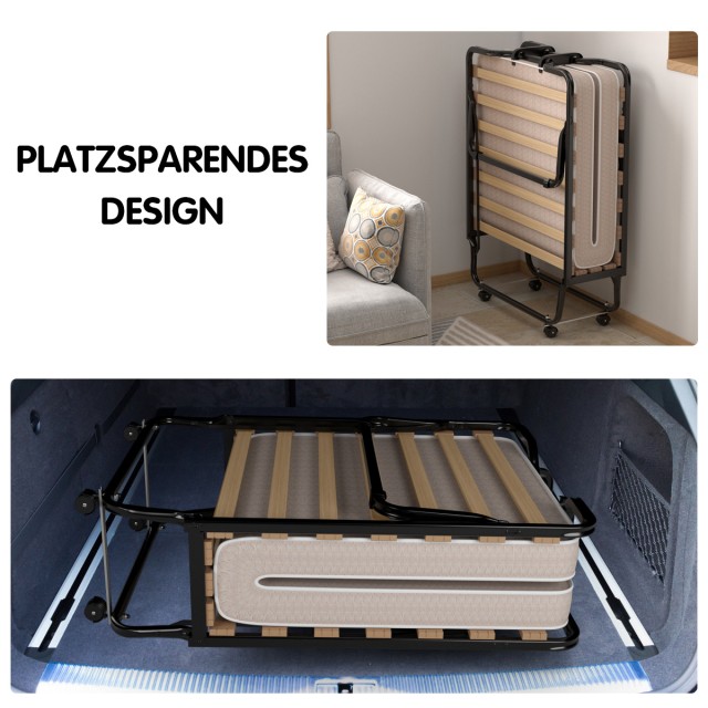 Costway  Πτυσσόμενο Κρεβάτι με Στρώμα Memory Foam - Ιδανικό για Επισκέπτες και Γραφείο HW72812