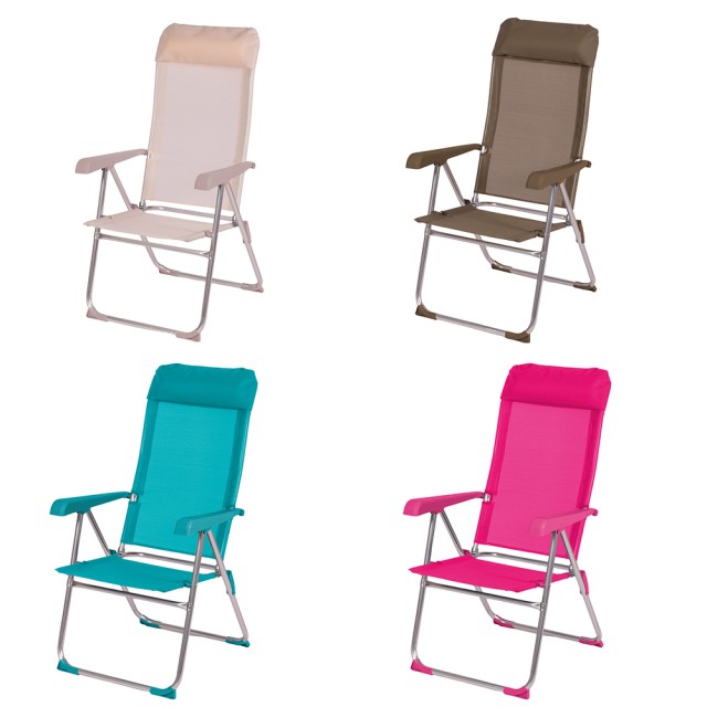 Galileo Πτυσσόμενη καρέκλα χαλάρωσης από αλουμίνιο και πολυεστέρα 21 ανακλινόμενη σε 8 θέσεις Camaiore Est 5914244 Τυχαία Επιλογή Χρωμάτων