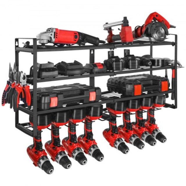 VEVOR Πολυεπίπεδη Επιτοίχια Οργάνωση Εργαλείων με 8 Θέσεις Δράπανου για Γκαράζ και Εργαστήριο DDGJJTZJCK4CKOA5Q002V0