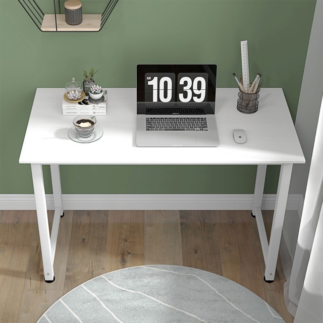 HOMCOM Γραφείο Υπολογιστή με Ρυθμιζόμενα Πόδια από Μοριοσανίδα και Ατσάλι, 120x60x76 εκ., Λευκό 836-121V81WT