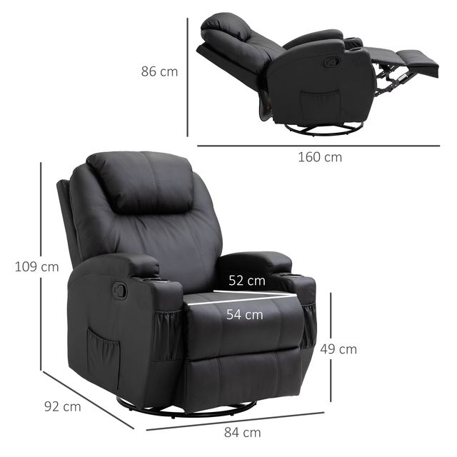 Καρέκλα Μασάζ με 5 Λειτουργίες 84 x 92 x 109 cm HOMCOM 700-029V03BK