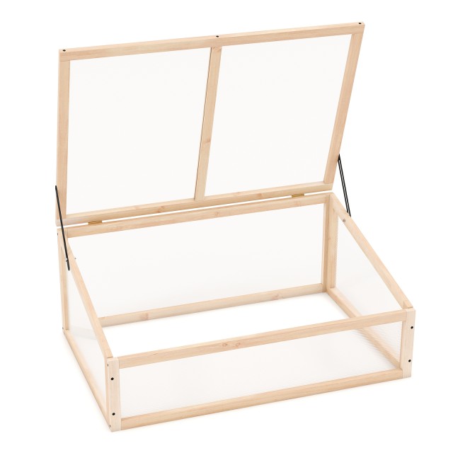 Costway Φυτώριο Θερμοκήπιο Ξύλινο Υπερυψωμένο Φυτευτικό Κρεβάτι με Διαφανή Αναδιπλούμενη Οροφή Φορητό Φυτευτικό Κρεβάτι Φυσικό 94 x 63 x 40 εκ. GT4597NA