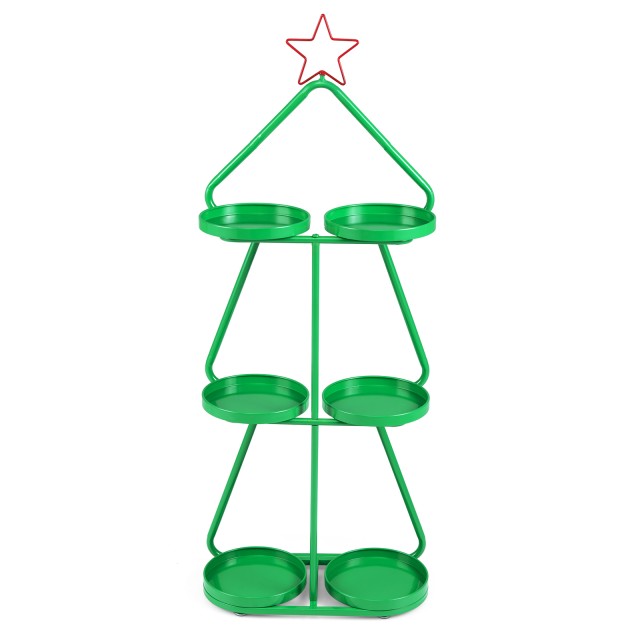Costway Μεταλλική Τριώροφη Βάση Φυτών σε Σχήμα Χριστουγεννιάτικου Δέντρου CM25150LS