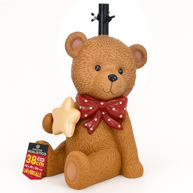 BAKAJI Βάση Δέντρου Αρκουδάκι με Χριστουγεννιάτικο Φιόγκο Υποστήριγμα με LED 28x25x38cm 02001563