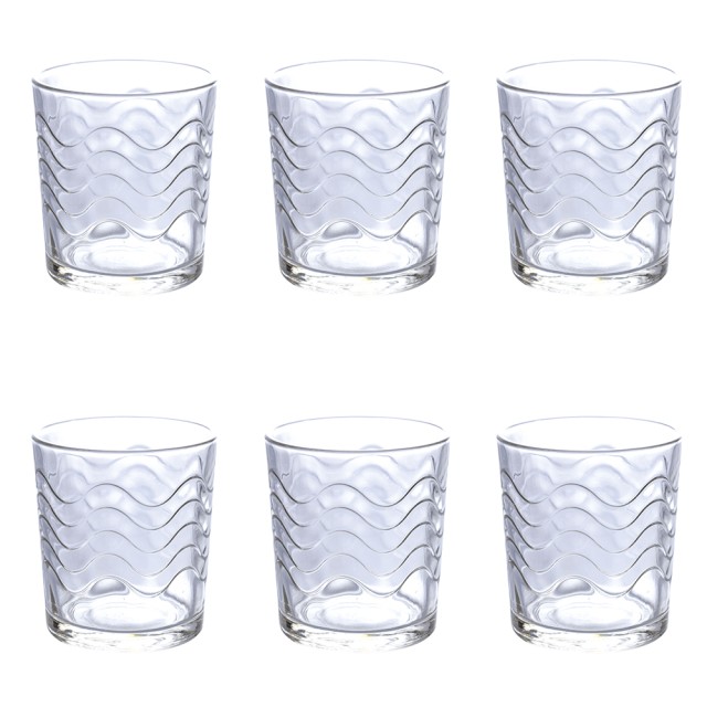 Galileo Σετ 6 ποτήρια 270 ml από διάφανο γυαλί με διακόσμηση κυμάτων Light Wave 5910622