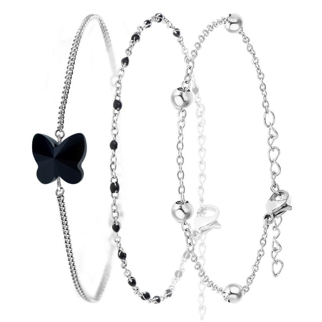 So Charm Σετ 3 Βραχιόλια διακοσμημένα με Κρύσταλλα Swarovski, Ασημί BS4386+B2381N+B2371A