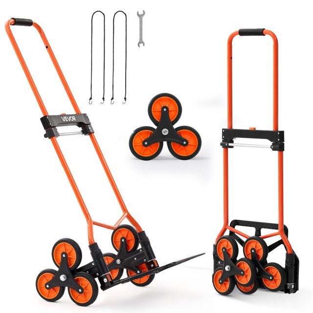 VEVOR Καρότσι Αναρρίχησης Σκαλοπατιών με Χωρητικότητα 54kg, Πτυσσόμενο Φορτηγό με Τηλεσκοπική Λαβή και 6 Τροχούς QXTCSPLCHJG23BKCT001V0