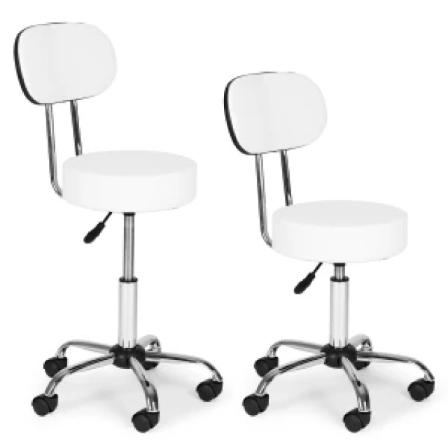 ModernHome Περιστρεφόμενο Σκαμπό με Πλάτη Λευκό BC009-W