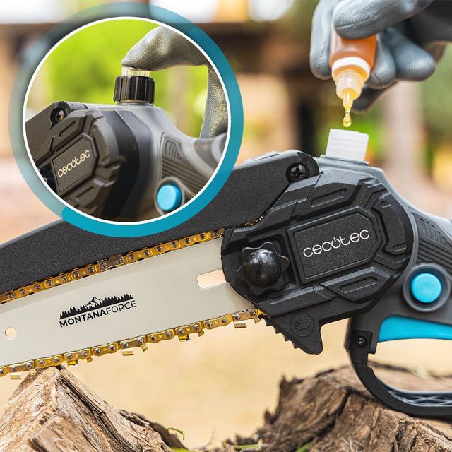 Cecotec Αλυσοπρίονο Χειρός 6 MontanaForce 6000 με κινητήρα Brushless, Μπαταρία 21V και Λίπανση με κουμπί. Περιλαμβάνει βαλιτσάκι, επιπλέον αλυσίδα και σετ αξεσουάρ. CEC-106755
