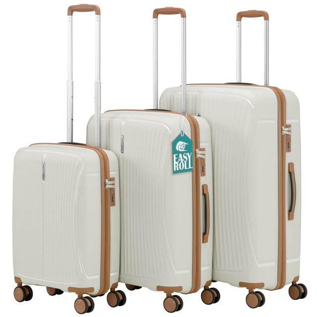 PROVITERA Σετ 3 Λευκές Σκληρές Βαλίτσες ABS 90-59-38L με Easy Roll Ρόδες και Τηλεσκοπικό Χερούλι 02001729
