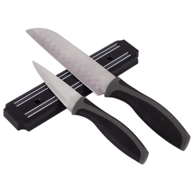 BAKAJI Σετ 3 Μαχαίρια Κουζίνας για Λαχανικά με Μαγνητική Μεταλλική Βάση Στήριξης 02815199