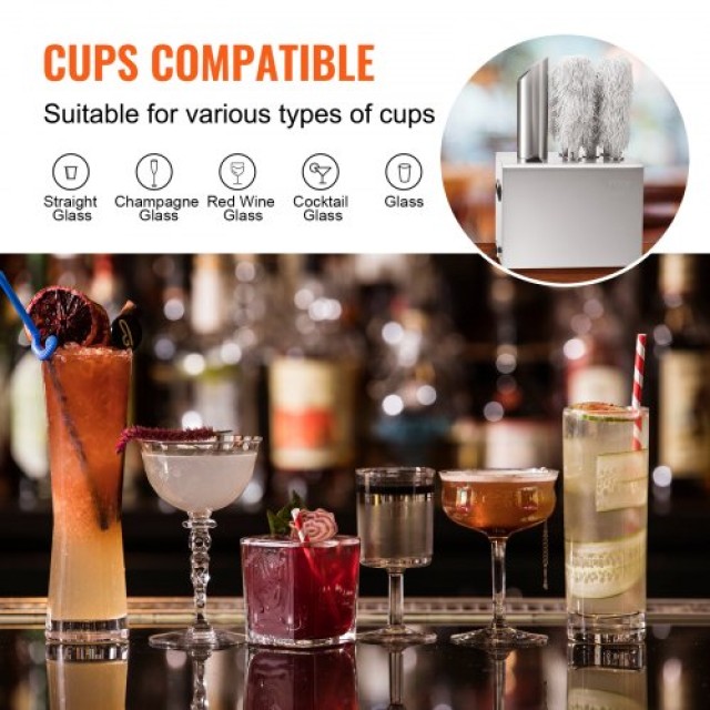 VEVOR Μηχανή Γυαλίσματος Ποτηριών 5 Βουρτσών 330 Ποτήρια/Ώρα για Μπαρ Εστιατόριο DDCBJ5GST000423YNV2