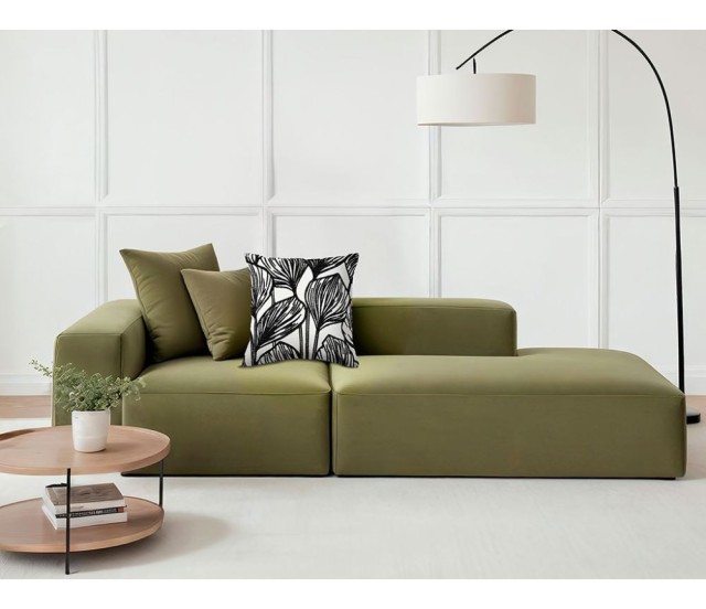 Ostaria Μαξιλαροθήκη τετράγωνη Togo μαύρη και λευκή 40x40cm -37661