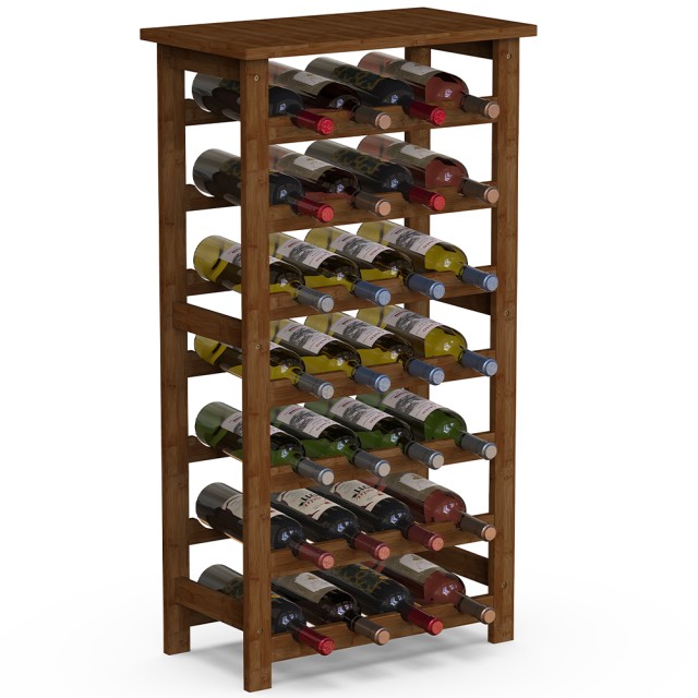 BAKAJI Ξύλινη Κάβα Κρασιών από Μπαμπού Καρυδιάς με 28 Θέσεις Μπαρ για Μπουκάλια 02841479