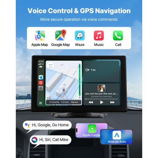 VEVOR Ράδιο Αυτοκινήτου Με Οθόνη Αφής CarPlay 9 Backup Camera CZZKP9INCHBD3G8EV001V9