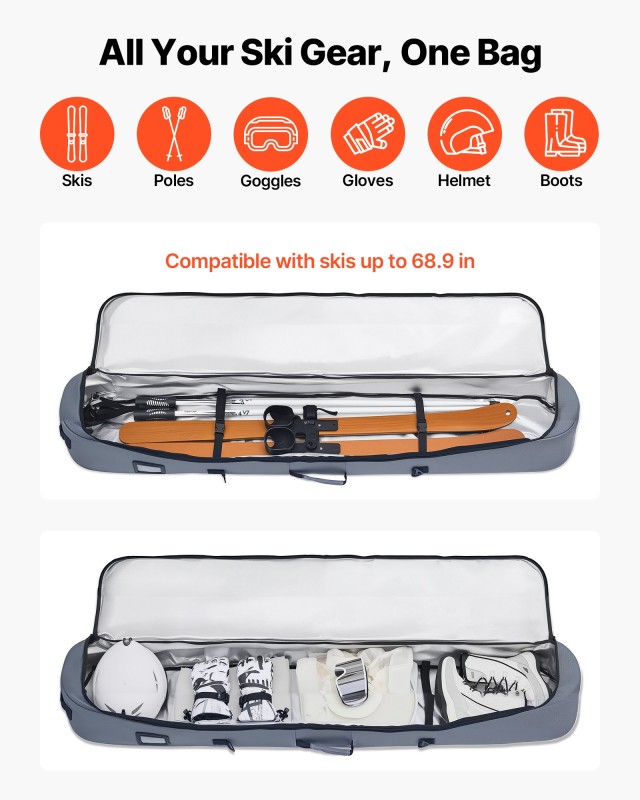 VEVOR Προστατευτική Τσάντα Snowboard 165 cm, Αδιάβροχη με Ενισχυμένους Ιμάντες HXYJBXBB165CBKA7U001V0