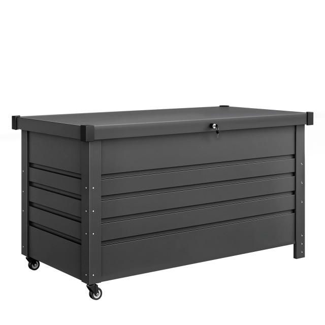 Outsunny Μεταλλικό Μπαούλο 350 L με Κλειδωτό Καπάκι, Ρόδες και Πλαϊνές Λαβές, Γκρι 84K-163V00GY