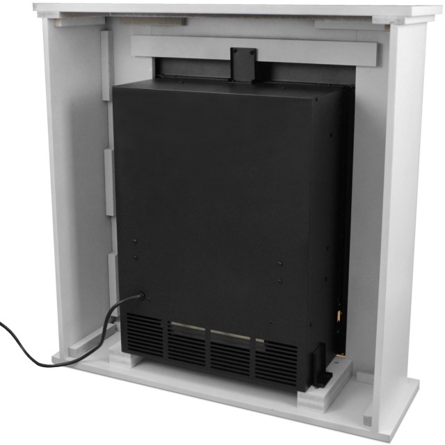 BAKAJI  Ηλεκτρικό Τζάκι Δαπέδου Caminetto Lugano 1800W Εφέ Φωτιάς + Λευκή Κορνίζα  01828688