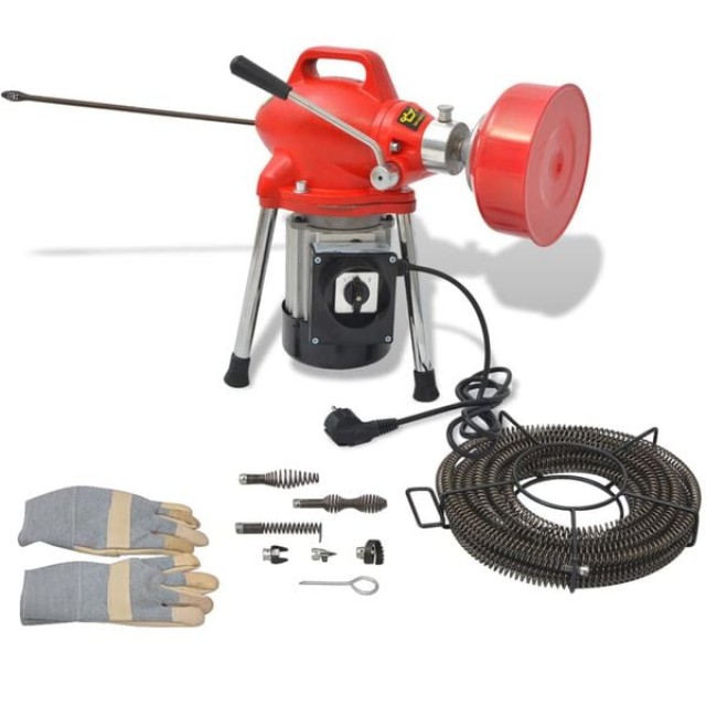 vidaXL Αποφρακτικό Μηχάνημα 250 W με Σπιράλ και Σετ Κεφαλών Διάτρησης 141882