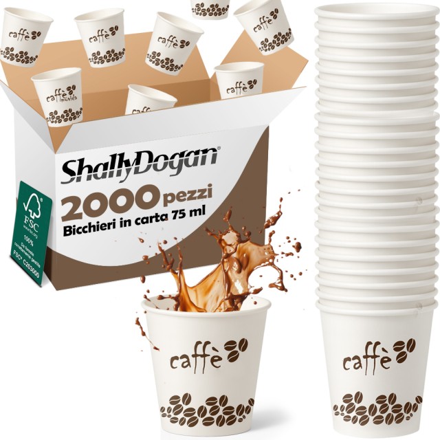 Shally Dogan 2000 Μονόχρηστα Ποτηράκια Καφέ Coffee Time Διακοσμητικά 75ml Χρήσης και Απόρριψης 02001607