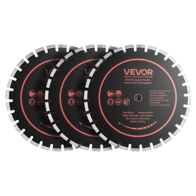 VEVOR Διαμαντένιοι Δίσκοι Κοπής 410 mm για Μπετόν, Σετ 3 Τεμαχίων, Οπή 25,4 mm HNTJDP16INCHEN81Z001V0