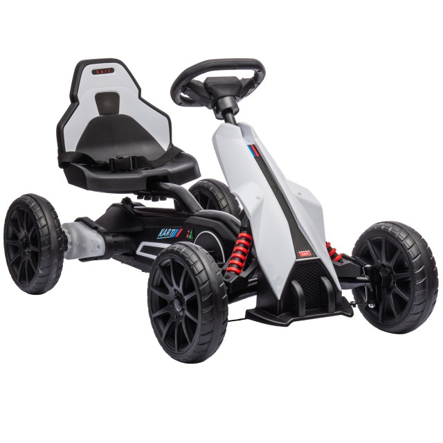 HOMCOM Ηλεκτρικό Go Kart Παιδιών 3-8 Ετών, 12V, 3-5 km/h, με Ζώνη Ασφαλείας, 30 kg, Λευκό 370-288V90WT