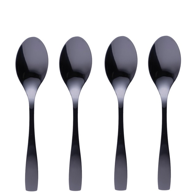 Galileo Σετ 4 Γυαλιστερά Μαύρα Κουταλάκια σε Ανοξείδωτο Ατσάλι 180 Manhattan Sibilla 5917056