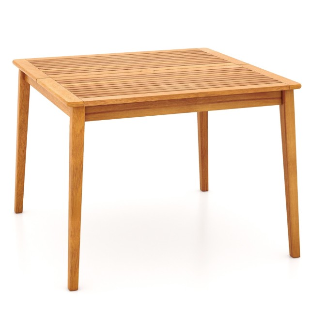 Costway Τραπέζι Εξωτερικού Χώρου για 4 Άτομα από Ακακία με Φυσικό Φινίρισμα και Οπή Ομπρέλας HW72978