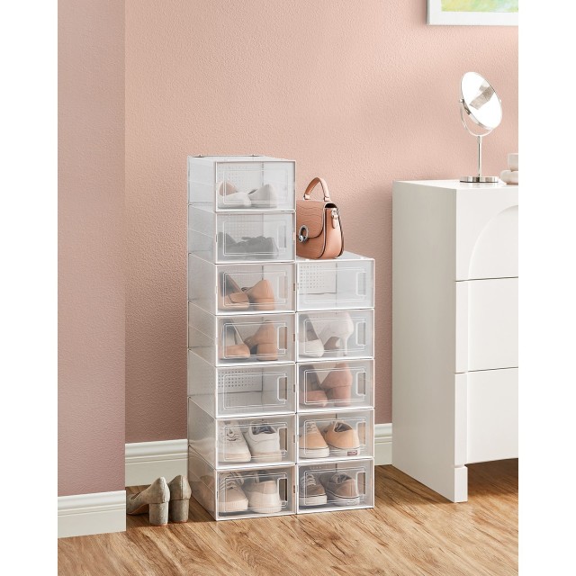 SONGMICS Κουτιά Αποθήκευσης Παπουτσιών  36 x 28 x 22 cm Μέγιστο  Μέγεθος 10.5 UK LSP12W