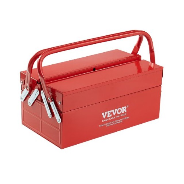 VEVOR Εργαλειοθήκη 14 ιντσών, 2 επιπέδων, 3 δίσκων με αναδιπλούμενο μηχανισμό και λαβή. FDSBXSGJX14I7NN0BV0