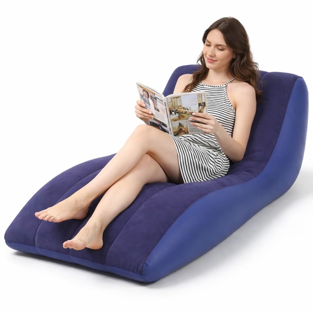 BAKAJI Φουσκωτός Καναπές Lounge Μπλε Εσωτερικού και Εξωτερικού Χώρου Εργονομικός Βελούδινος 02001817
