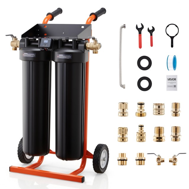 VEVOR Σύστημα Απιονισμένου Νερού για Πλύσιμο Αυτοκινήτου με 2 x 4L Ρητίνη, Βαλβίδα Παράκαμψης & Μετρητή TDS QLZXCXTZJTCSE3UP3001V9