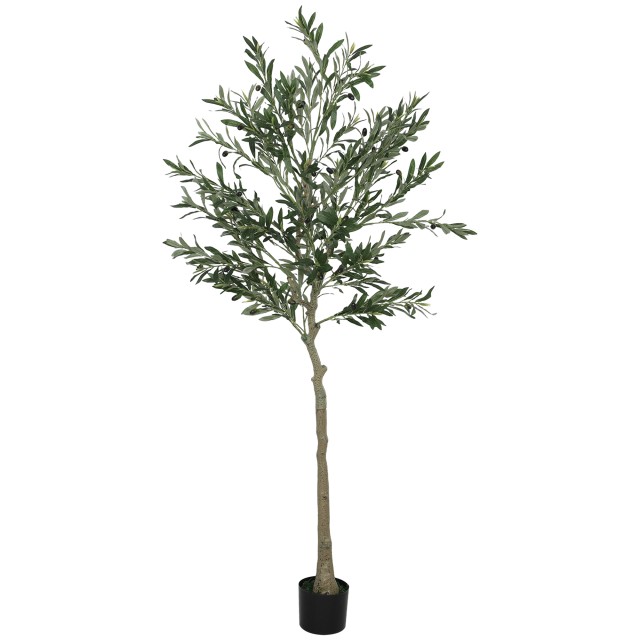 HOMCOM Τεχνητή Ελιά 180cm Ύψος με 900 Φύλλα & 40 Ελιές σε Γλάστρα - Πράσινη 830-939V04GN