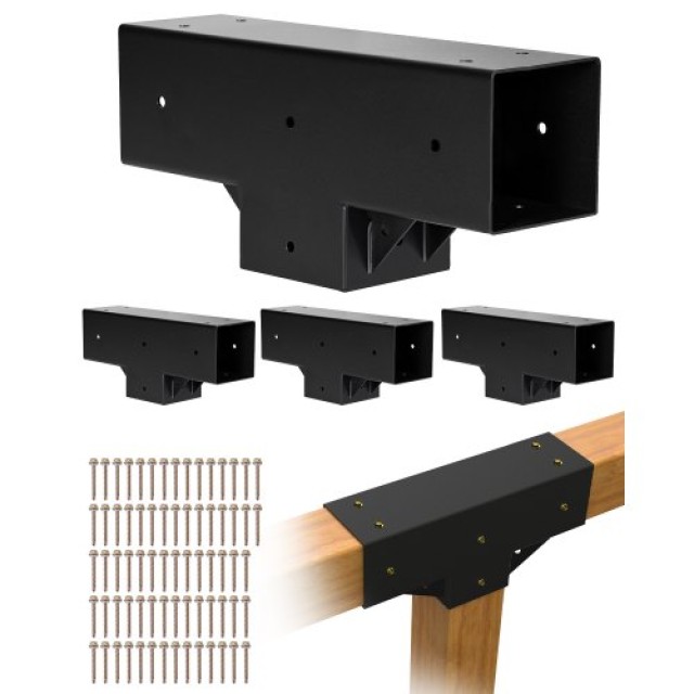 VEVOR Σετ Βραχιολιών Περγκολας 3-Way για Ξυλεία 3.5x3.5 (4 τεμ.) LPJJ4PCS4X4IQ3OC8001V0