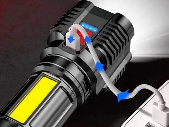 Επαναφορτιζόμενος Φακός Προβολέας LED με USB 5907451353561 VERK GROUP