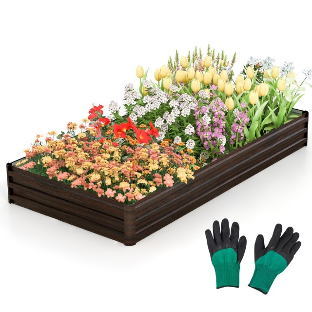 Costway Μεταλλικό Υπερυψωμένο Κήπος 240 x 120 x 30 εκ. για Εξωτερικούς Χώρους NP11328CF