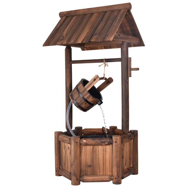 Costway Ξύλινο Διακοσμητικό Σιντριβάνι Ευχών με Αντλία για Κήπο ή Βεράντα OP3551DE