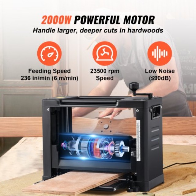 VEVOR Πλάνη Πάχους, 13 Επιτραπέζια, 15-Amp, 2000W, Χαμηλού Θορύβου  DSYBJY1800W13JWVFV2
