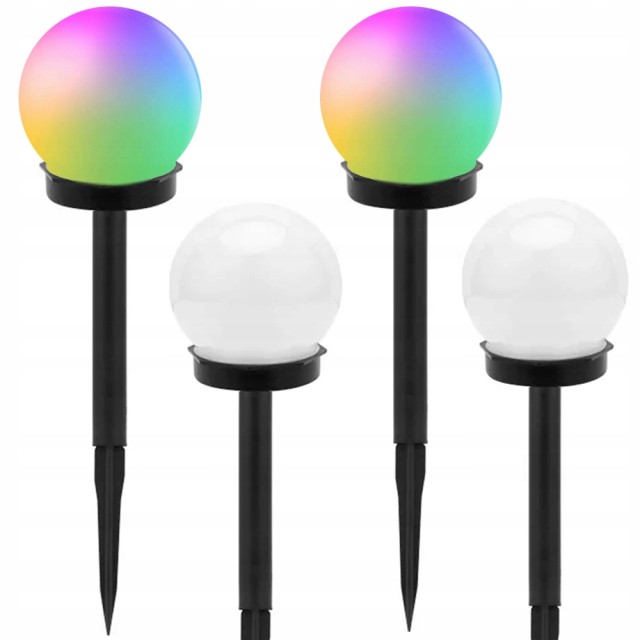 Verk Group Ηλιακό Φωτιστικό Κήπου RGB Μπάλα 10cm με Αισθητήρα, 4τμχ 5907451344170