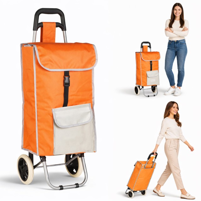 BAKAJI Καρότσι Τρόλεϊ Ψυγείο Zeus Πορτοκαλί με Ρόδες και Εργονομική Λαβή 35x30x90εκ 02001968