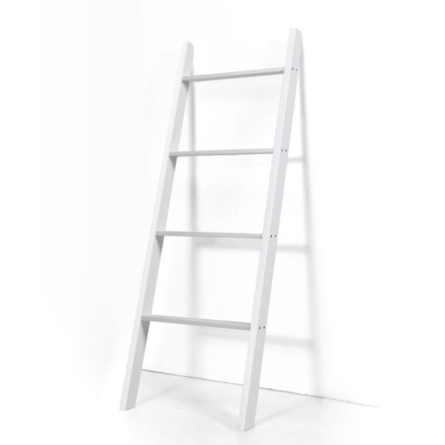 Ξύλινη Ραφιέρα - Σκάλα Τοίχου 50 x 7,5 x 137 cm Χρώματος Λευκό COSTWAY BA8387WH