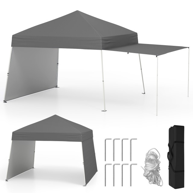 Costway Πτυσσόμενο Περίπτερο 430 x 280cm με 2 Μετατρέψιμες Πλευρικές Τέντες - Γκρι NP12558GR