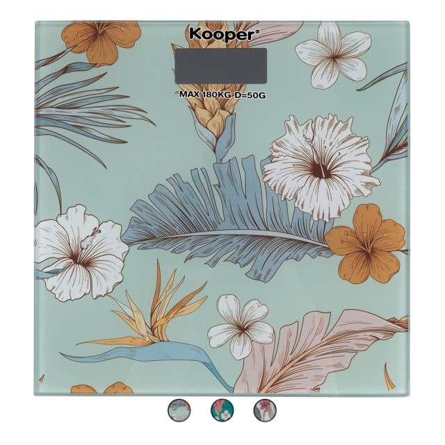 Kooper Ψηφιακή ζυγαριά μπάνιου από σκληρυμένο γυαλί Botanico Kooper 5919917 Τυχαία Επιλογή Χρωμάτων