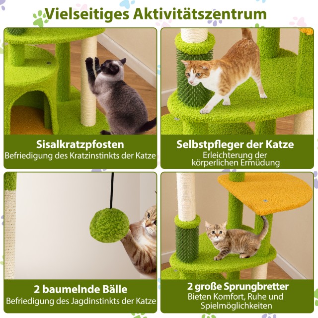 Costway Μεγάλος Πύργος για Γάτες με Τεχνητά Φύλλα Πράσινος PV10348GN