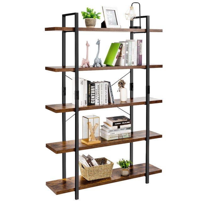 Costway Ράφι Αποθήκευσης 5 Επιπέδων Καφέ 120 x 28 x 178 cm HW65815CF