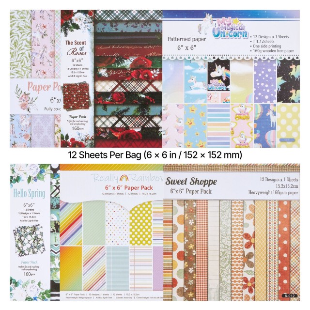 VEVOR Χαρτί Scrapbooking 72 Φύλλων 152 mm με Μοτίβα για Κοπτικό και Ανάγλυφη Σκίαση ZZPJ6YCQLSHW6Y2AG001V0