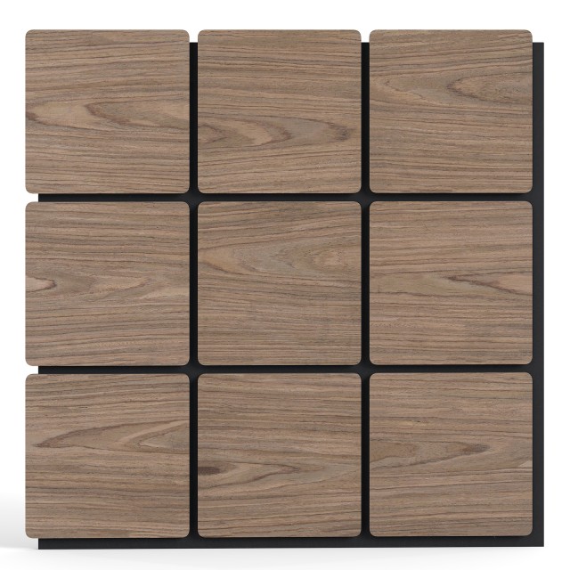 Costway Σετ 4 Ακουστικών Πλακών με 9 Τετράγωνες Ξύλινες Πλάκες για Ηχομόνωση Τοίχου 62 cm x 62 cm x 1.8 cm HZ10410NA