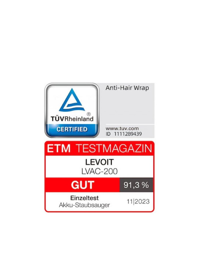 LEVOIT Ασύρματη Σκούπα LEVOIT V200, Αυτονομία 50 Λεπτά, Φωτισμός LED, 180W, Δοχείο 0.75 L, Φίλτρο HEPA 5 Σταδίων, Λευκή LSV-V200