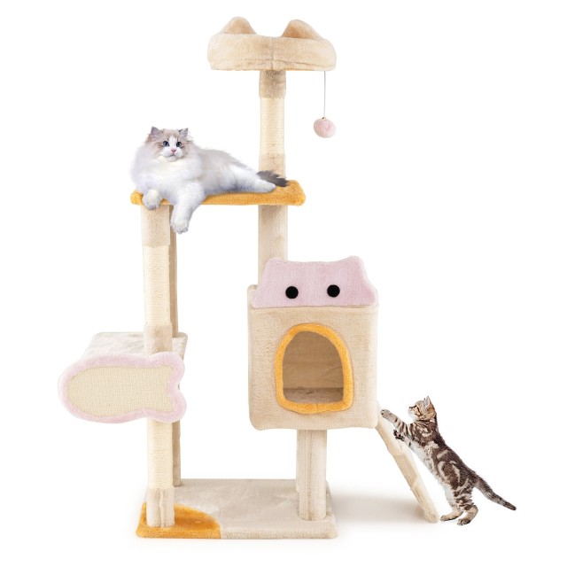 Costway Μικρό Δέντρο Αναρρίχησης Γάτας με Ξύλινη Ψαρόσχημη Ξύστρα – Κατασκευή Αναρρίχησης Γάτας PV10420YE