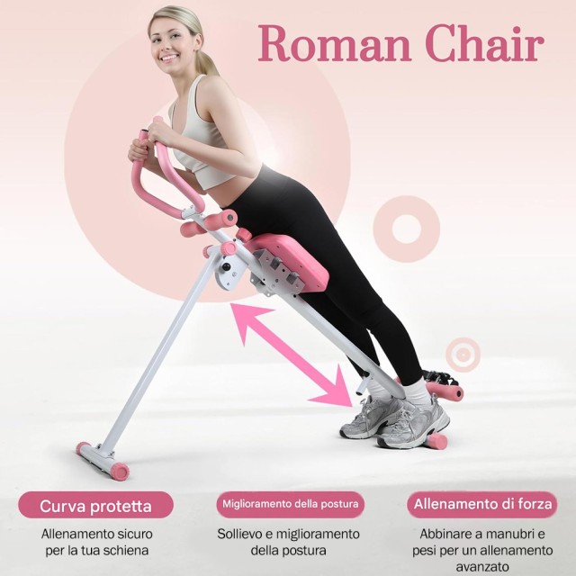 BAKAJI Πολυόργανο Κοιλιακών AB Machine Rosa Πτυσσόμενο Όργανο Γυμναστικής και Κωπηλατική 02002136